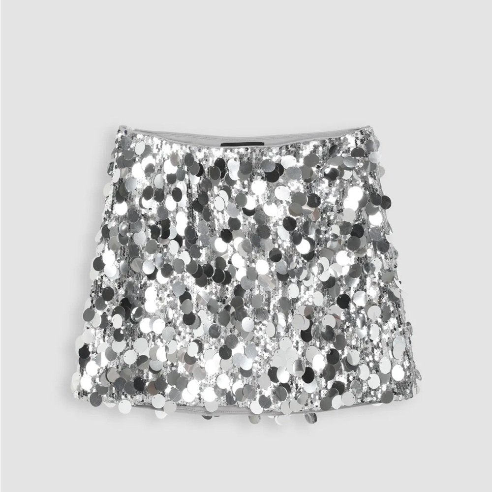 Sequin mid rise mini skirt